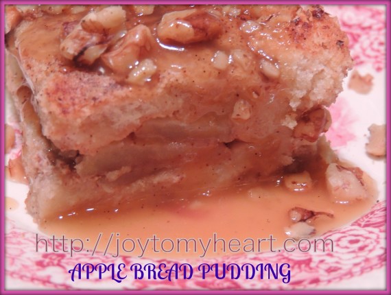 apple bread pudding plated