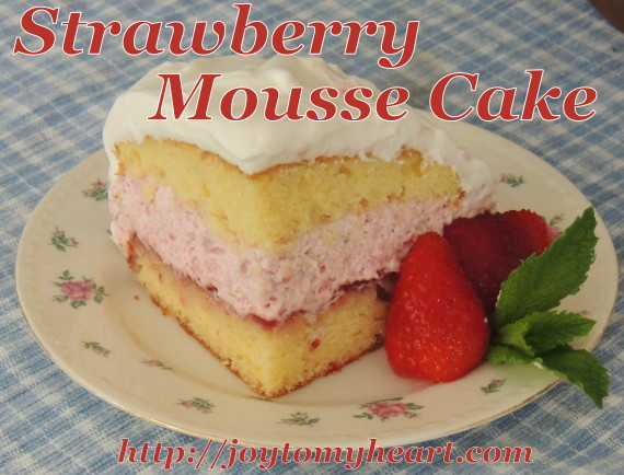 strawberry mousse cake slice