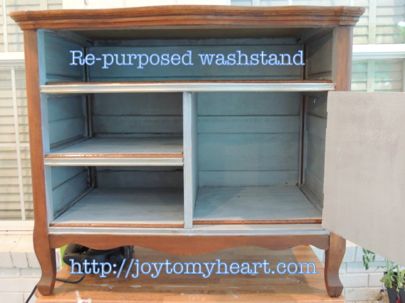 re-purposed washstand open