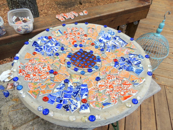 beths mosaic birdbath design