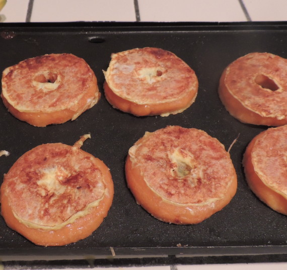 French toast doughnuts flipped