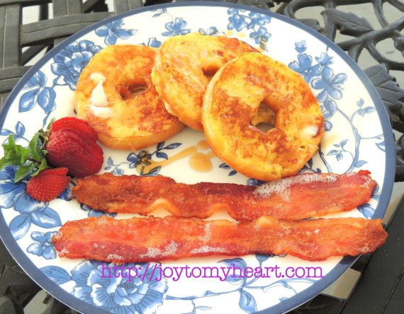 french toast doughnuts plated