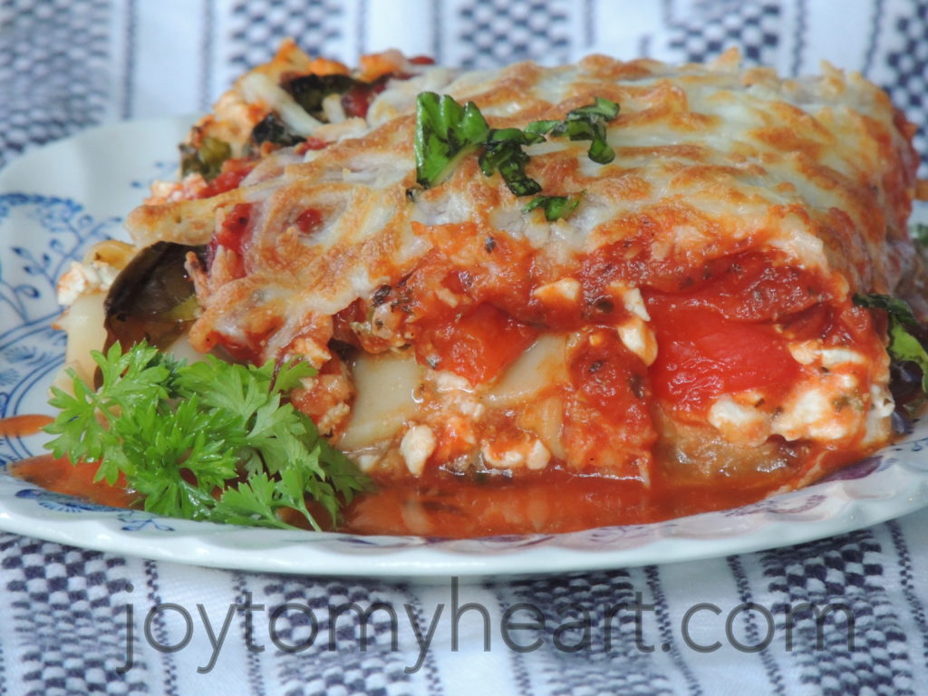 Roasted Vegetable Lasagna easy dish to make ahead – Joy To My Heart